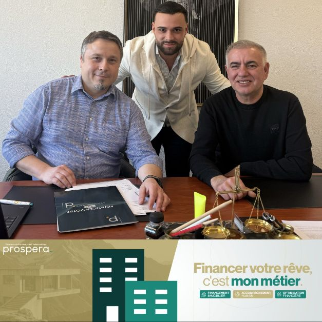 Signature chez le notaire avec promoteur, courtier, acheteur et Dany Carvalho