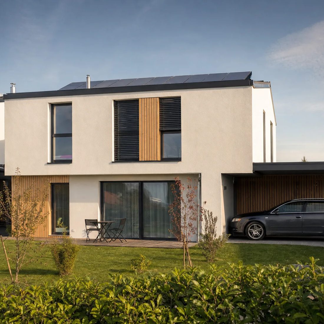 Maison mitoyenne contemporaine avec jardin et carport